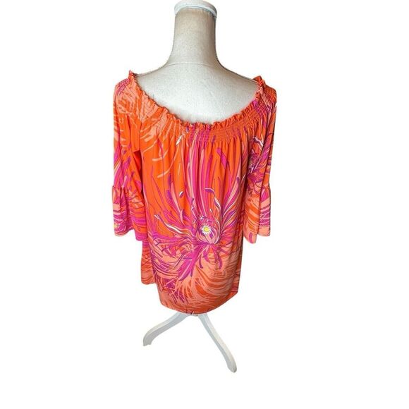 Trina Turk Off The Shoulder Mini Tropical Floral Multi-Color Dress Size L - Picture 3 of 4